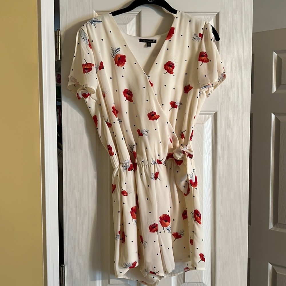 White with Red Floral Romper